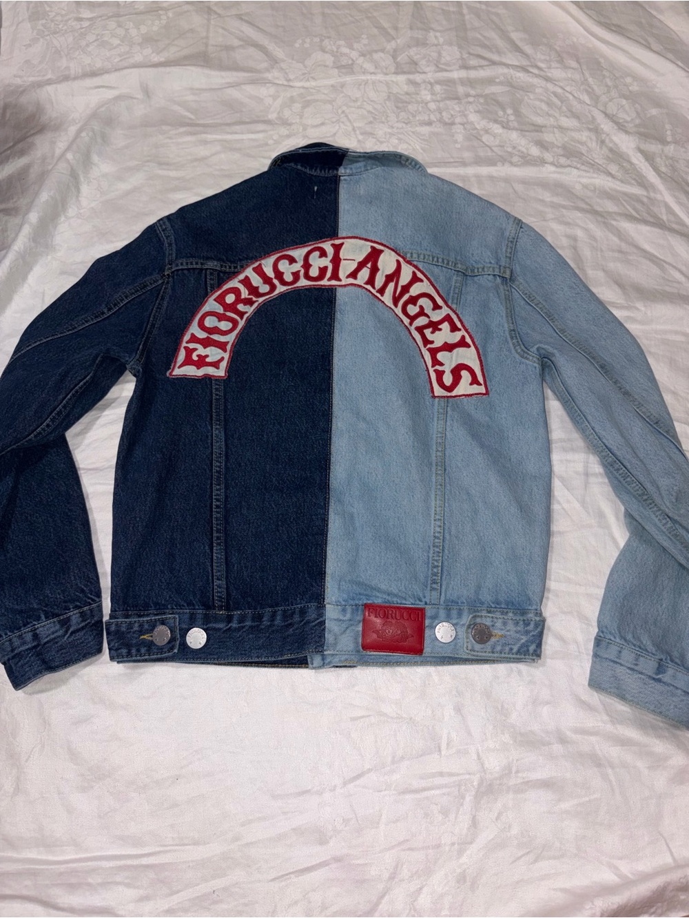 RARE Fiorucci mixed denim ANGELs Jean jacket two toned Sz XS